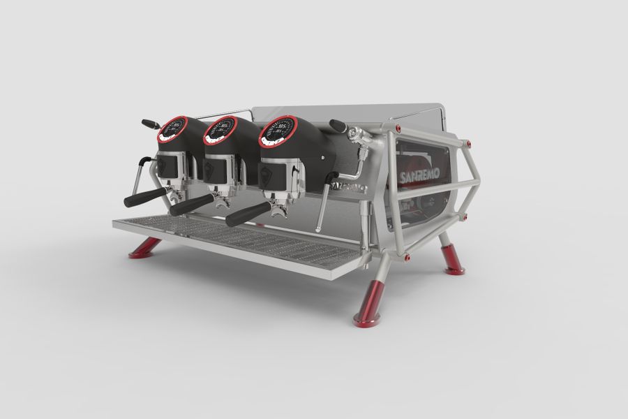 Кофемашина Sanremo Cafe Racer Naked 3 гр. сталь-красная
