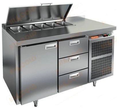 SL1-13GN (1/3) стол для салатов  охл.(+2+10), 1 дверь, 3 ящика, 1390х700х850мм, HICOLD RUS