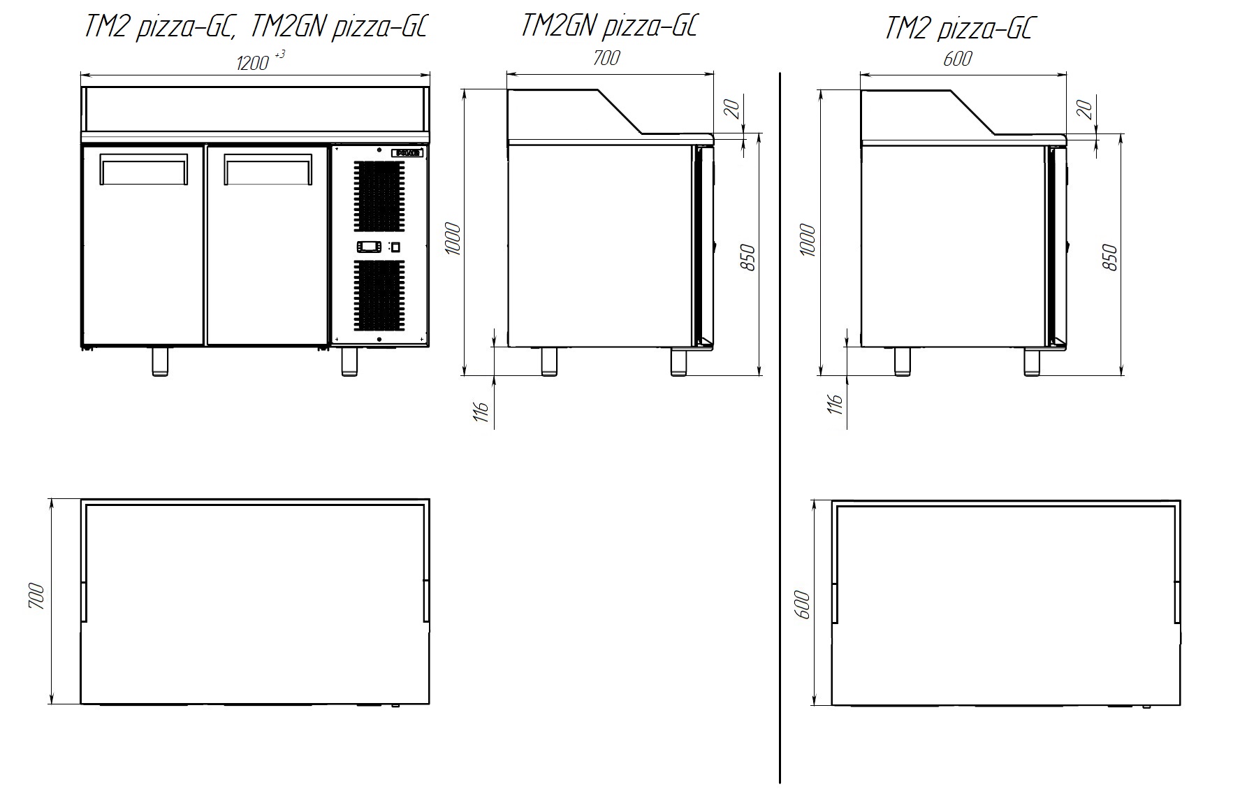 Габариты Polair TM2pizza-GC