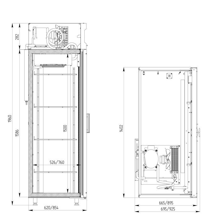 Габариты Polair DM114-S без канапе